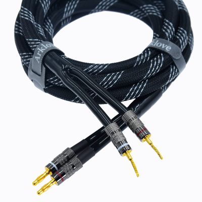 Arklove 1pcs 20ft 14awg Premium Heavy Duty Braided Wire Dual Banana to Screw-Type 2 pin Gold Plated Plug Speaker Cable OFC Oxygen-Free Copper
