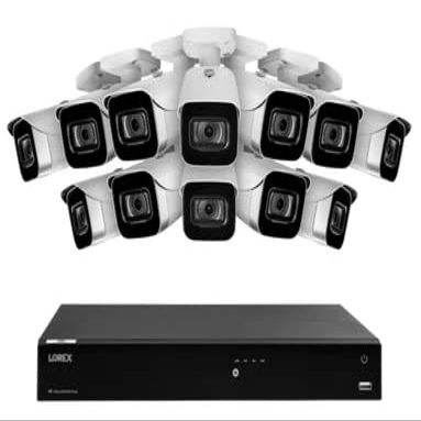 Lorex Fusion 4K (16 Camera Capable) 3TB Wired NVR System with 12 White IP Bullet Cameras