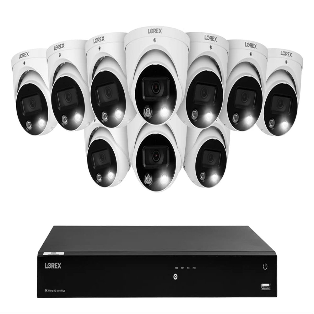 Lorex Fusion 4K (16 Camera Capable) 3TB Wired NVR System with 10 Dome Cameras Featuring Smart Deterrence and 2-Way Audio