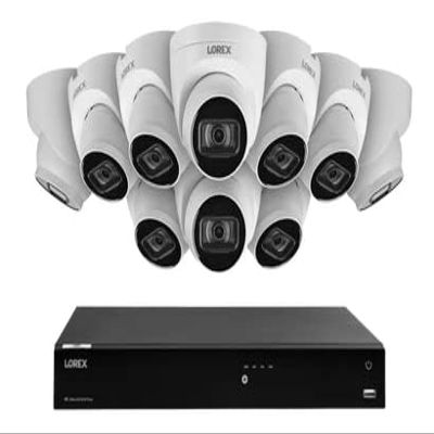 Lorex Fusion 4K (16 Camera Capable) 3TB Wired NVR System with 10 White IP Dome Cameras Featuring Listen-in Audio