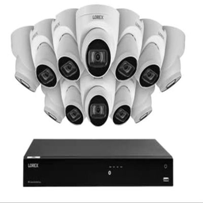 Lorex Fusion 4K (16 Camera Capable) 3TB Wired NVR System with 12 White IP Dome Cameras Featuring Listen-in Audio