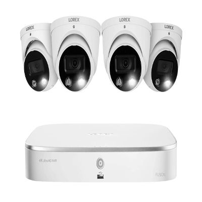 Lorex Fusion 4K 16-Channel (8 Wired + 8 Wi-Fi) 2TB NVR System with Dome Cameras Featuring Smart Deterrence and 2-Way Audio