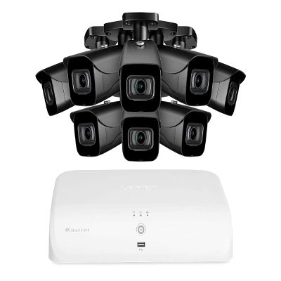 Lorex 4K (8 Camera Capable) 2TB Wired NVR System with 8 Black Bullet Cameras