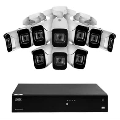 Lorex Fusion 4K (16 Camera Capable) 3TB Wired NVR System with 10 White IP Bullet Cameras