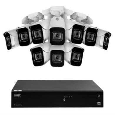 Lorex Fusion 4K (16 Camera Capable) 3TB Wired NVR System with 10 White IP Bullet Cameras