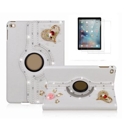 STENES Bling Case Compatible with Samsung Galaxy Tab A8 10.5 (2021) - Stylish - 3D Handmade Crystal Heart Rose Flower 360 Degree Rotating Stand Case with Smart Cover Auto Sleep/Wake - Multicolor