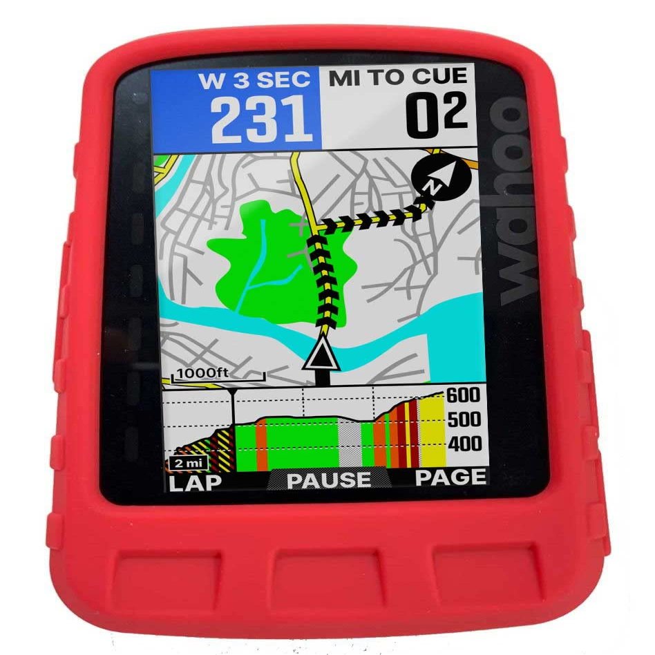 Tough Silicone Case and PET Screen Protection Film Compatile with Wahoo ELEMNT ROAM 2 [2022] -1 Case (Red)