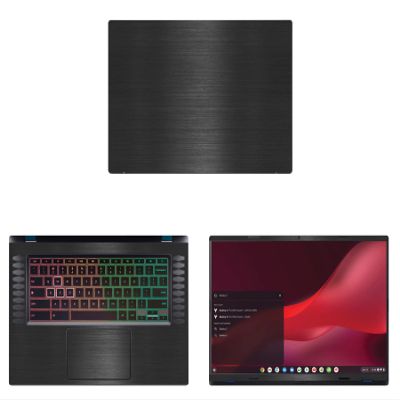 Decalrus - Protective Decal for The Acer Chromebook 516 GE CBG516 (16" Screen) Laptop Black Texture Brushed Aluminum Vinyl Cover wrap BAacerChrmbk16_CBG516Back