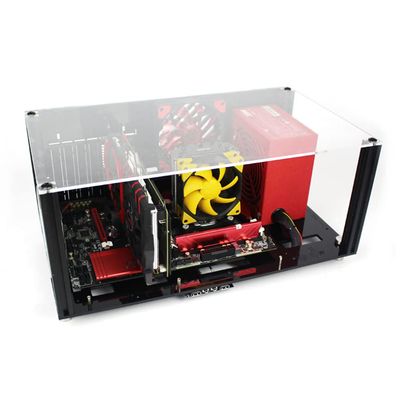ZCBYBT Stackable Acrylic Transparent Computer Case Studio Internet Cafe Centralized Open Bracket DIY Base Stand for M-ATX ATX Personalized Fashionable,M ATX,with Cover