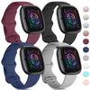 4 PACK Bands Compatible with Fitbit Sense 2/ Sense Bands/Fitbit Versa 4/ Versa 3 Bands, Soft Silicone Straps for Fitbit Sense 2/Sense/Versa 4/3 Smart Watch (Small,Navy Blue/Wine Red/Black/Gray) view 1