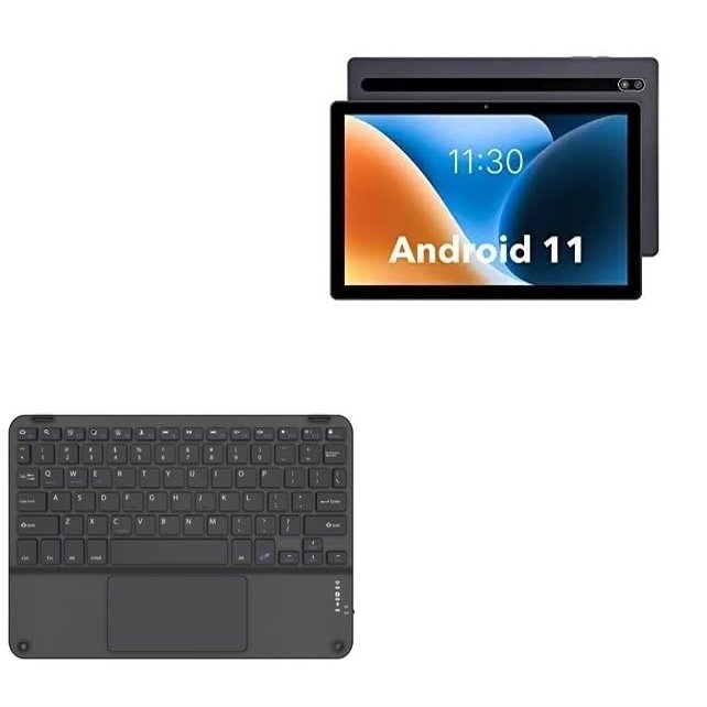 BoxWave Keyboard Compatible with ApoloSign Android 11 Tablet M108 (10 in) - SlimKeys Bluetooth Keyboard with Trackpad, Portable Slim TouchPad - Jet Black