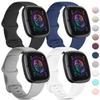 4 PACK Bands Compatible with Fitbit Sense 2/ Sense Bands/Fitbit Versa 4/ Versa 3 Bands, Soft Silicone Straps for Fitbit Sense 2/Sense/Versa 4/Versa 3 Smart Watch (Large,Black/Navy Blue/Gray/White) view 1