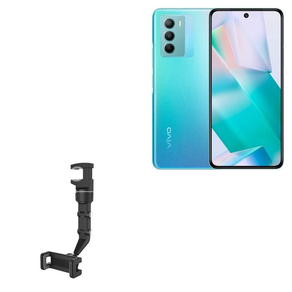 BoxWave Car Mount Compatible with vivo T1 5G - Rearview Mirror Car Mount, Rear View Mirror Adjustable GPS Car Mount - Jet Black