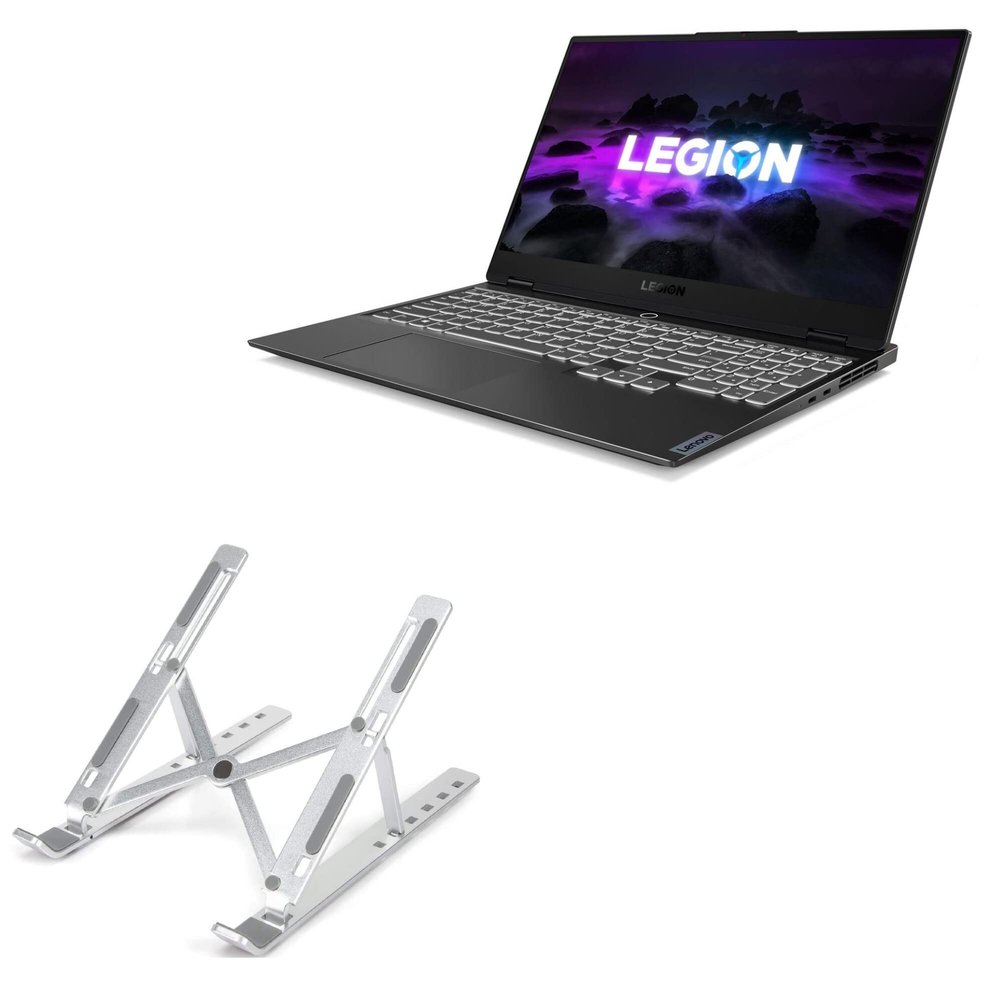 BoxWave Stand and Mount Compatible with Lenovo Legion Slim 7 (15 in - 82K8) - Compact QuickSwitch Stand, Portable Multi Angle Viewing Foldable Riser - Metallic Silver