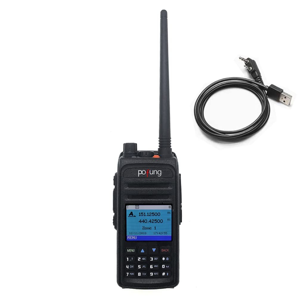 Pofung DM-1702 DMR Radio Dual Band Dual Time Slot Tier 1&2 DMR Digital/Analog Walkie Talkie for Adults,with USB Cable No GPS