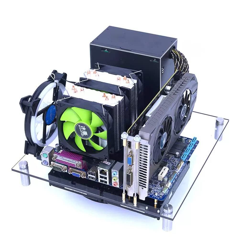 Acrylic Frame Open Frame Transparent Acrylic Overlock Computer Case DIY Base Stand Horizontal Desktop Computer Case,M ATX
