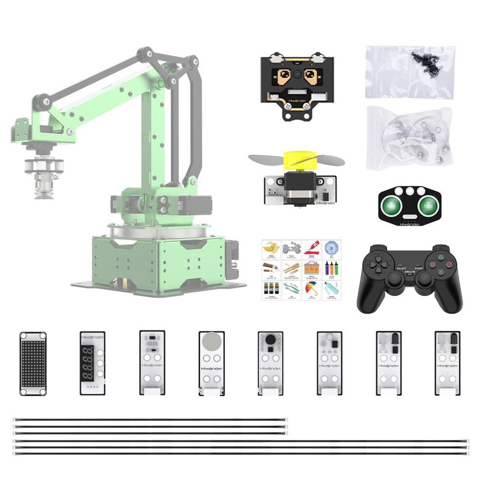 Secondary Development for MaxArm Upgrade, Sensor Kits, WonderCam Vision Module, PS2 Handle, Glowing Ultrasonic, Color/Touch/Sound/Light/Digital Tube Sensors (Not Included MaxArm Robot Arm)