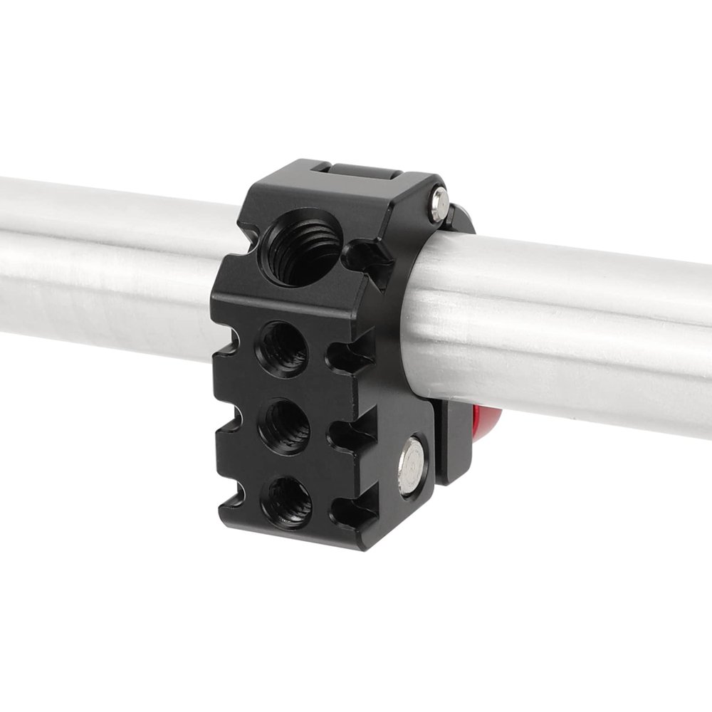 CAMVATE 19mm Rod Clamp with 1/4 & 3/8 Anti-Twist Mount (Red Locking Lever) - 3268