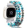 C&L Accessories Bracelet Compatible with Fitbit Versa 3/Fitbit Versa 4/Fitbit Sense 2/Fitbit Sense Bands for Women Men Beaded Gemstone Bands (Blue Light) view 1