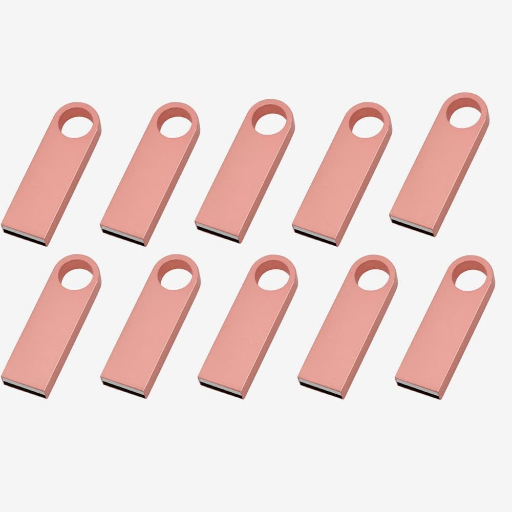 10 Pack 32GB Custom USB Flash Drives Personalized Your Logo, Customize Name Logo Metal USB Pendrive Memory Stick,Customize Logo USB 2.0 for Company Ads Wedding Photography Vedio Gift (Rosegold 32GB)