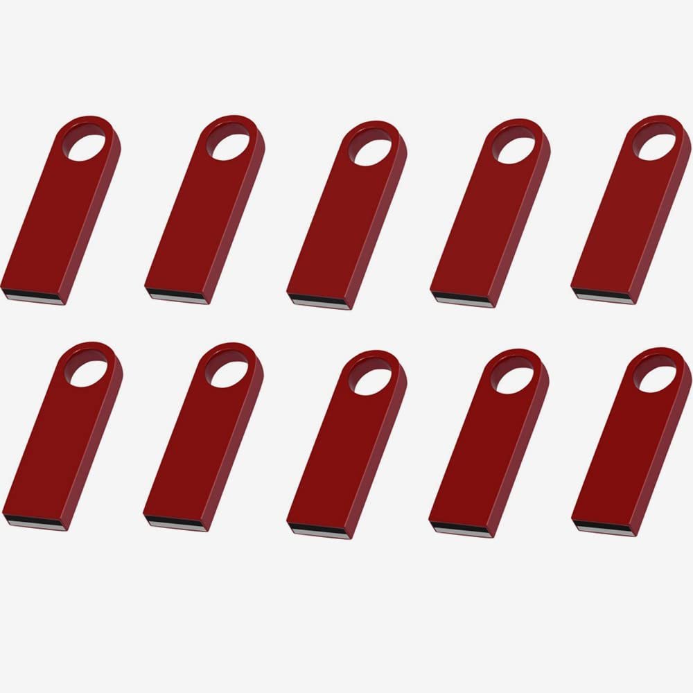 10 Pack 2GB Custom USB Flash Drives Personalized Your Logo, Customize Name Logo Metal USB Pendrive Memory Stick,Customize Logo USB 2.0 for Company Ads Wedding Photography Vedio Gift (Red 2GB)