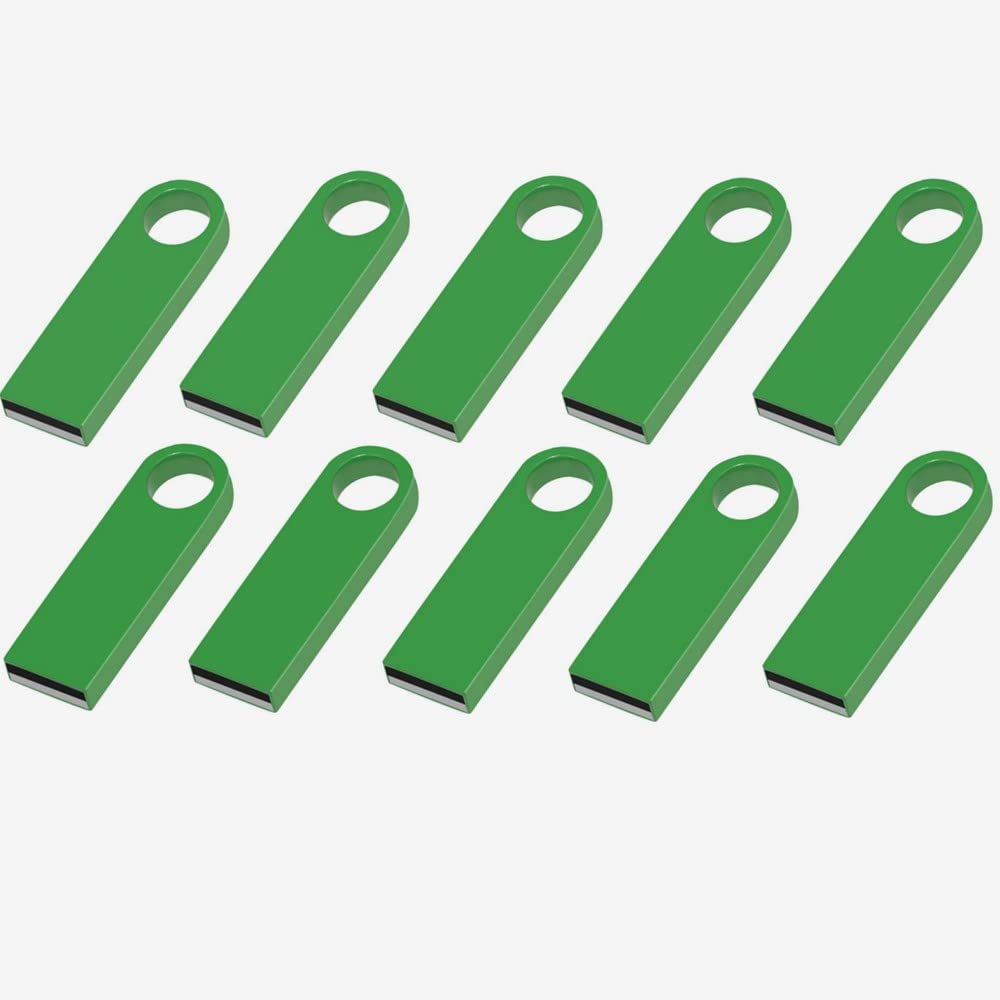 10 Pack 2GB Custom USB Flash Drives Personalized Your Logo, Customize Name Logo Metal USB Pendrive Memory Stick,Customize Logo USB 2.0 for Company Ads Wedding Photography Vedio Gift (Green 2GB)