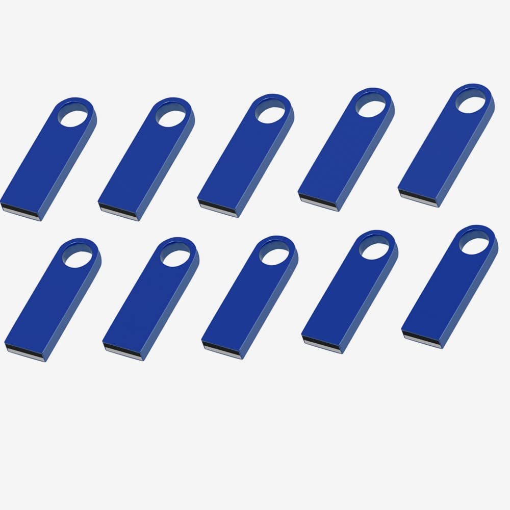 10 Pack 2GB Custom USB Flash Drives Personalized with Your Logo, Customize Name Logo Metal USB Pendrive Memory Stick,Customize Logo USB 2.0 for Company Ads Wedding Photography Vedio Gift (Blue 2GB)