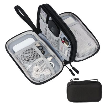 Skycase Electronic Organizer Travel Case - Waterproof Travel Cord Pouches for Organization, Cable Organizer, All-in-One Double Layers Storage Bag for Accessories, Charger, Cable, Black