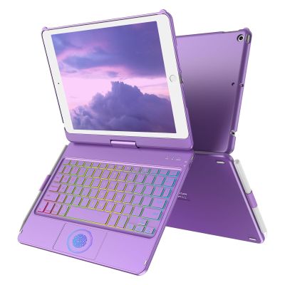 CC Store Touchpad Keyboard Case for iPad 9th Generation 10.2",for iPad 9th/8th/7th Generation Case with Keyboard,Multi-Touch &Backlit Keys,360 Rotatable &Pencil Holder,iPad 9th GenPurple