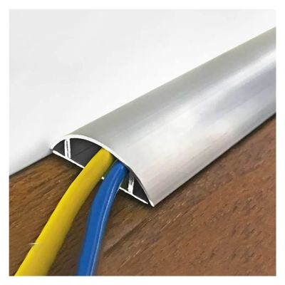 Stainless Steel Cable Raceway, Heavy Duty Stainless Steel TV Cord Cover for Hide Wires Self Adhesive, Half Round Cable Trunking (Color : Silver, Size : No.3)