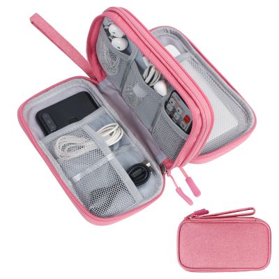 Skycase Electronic Organizer Travel Case - Waterproof Travel Cord Pouches for Organization, Cable Organizer, All-in-One Double Layers Storage Bag for Accessories, Charger, Cable, Pink-1