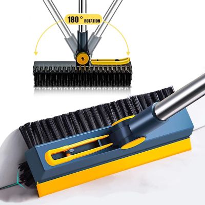 Grout Brush with Long Handle - Grout Cleaner Brush for Tile Floors, 180 Swivel Stiff Bristles Grout Scrubber Cleaning Tool, Floor Scrub Brush for Shower, Kitchen, Baseboards and Corner