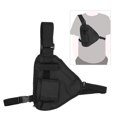 Radio Holster Chest Harness, Walkie Talkie Vest with Multi Layers Pouch, 10.2x6.69in Single Radio Pouch Bag with Adjustable Shoulder Strap - Black