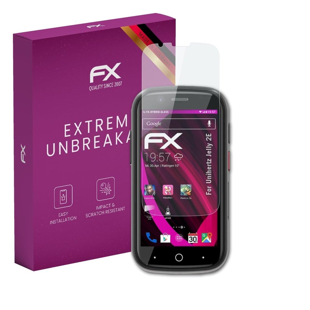 atFoliX Plastic Glass Protective Film compatible with Unihertz Jelly 2E, 9H Hybrid-Glass FX Screen Protector