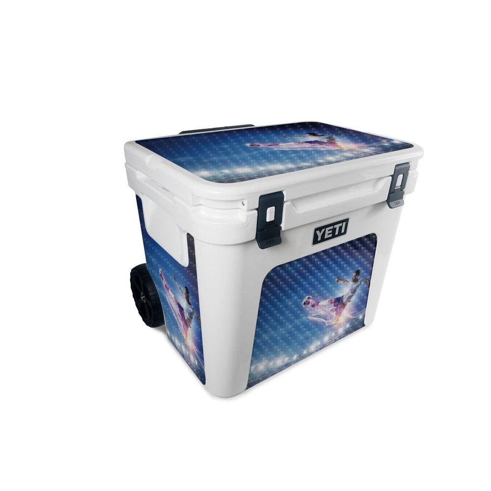 MightySkins Carbon Fiber Skin Compatible With Yeti Roadie 60 Wheeled Cooler - Super Kick | Protective, Durable Textured Carbon Fiber Finish | Easy To Apply, Remove, and Change Styles | Made in the USA