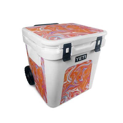 MightySkins Skin Compatible with Yeti Roadie 48 Wheeled Cooler - Orange Swirl | Protective, Durable, and Unique Vinyl Decal wrap Cover | Easy to Apply, Remove, and Change Styles | Made in The USA