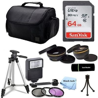64GB SD Memory Accessory Kit for Canon EOS Rebel T7i T7 T6i T6S T6 T5i T5 T3i SL2 SL1 EOS 80D 77D 70D 60D EOS 9000D 8000D 800D 760D 750D 700D 650D 1300D 1200D 5D Mark III 5D Mark ii 6D 7D Mark ii
