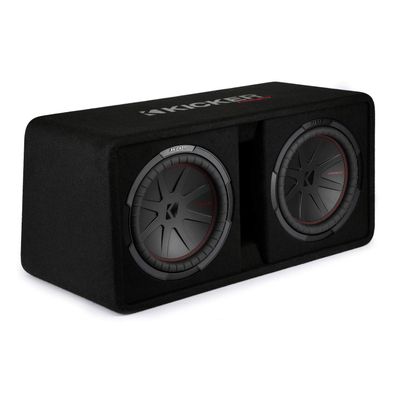 KICKER CompR 12"(30cm) Dual subwoofers in Vented encl, 2ohm, RoHS Compliant (Renewed)