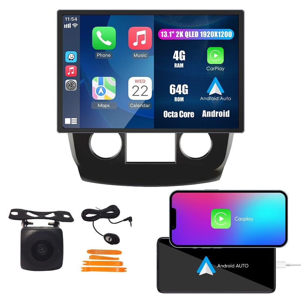 Kunfine Car CarPlay Android Auto Navigation Stereo GPS Radio Reverse Camera Display 13.1" QLED Touchscreen Headunit Tablet Pad Media Player for Buick Enclave 2008-2012, if Applicable Octa Core 4G+64G