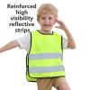 TopTie 10 Pack Kids Adjustable Reflective Vests, Reinforced High Visibility-Neon Green-L view 2