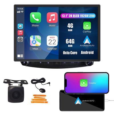 Kunfine Car CarPlay Android Auto Navigation Stereo GPS Radio Reverse Camera Display 13.1" QLED Touchscreen Headunit Tablet Pad Media Player for Lexus is 250 2006-2013, if Applicable Octa Core 4G+64G