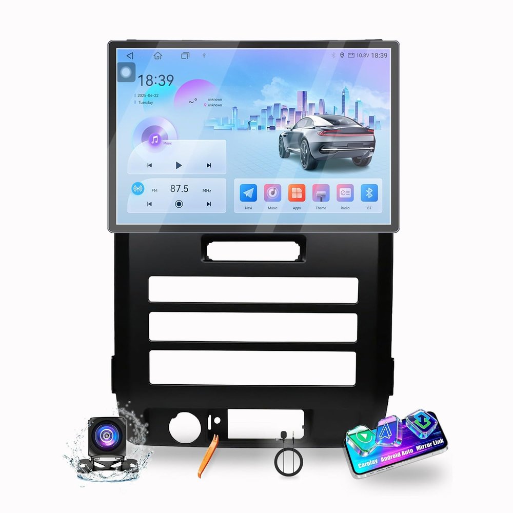 for Ford F-150 Raptor 2009-2014 AUTO AC Car CarPlay Android Auto Navigation Stereo GPS Radio Camera Display 13.1" QLED Touchscreen Headunit Tablet Pad Media Player, if Applicable Octa Core 4G+64G