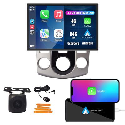 Car CarPlay Android Auto Navigation Stereo GPS Radio Display 13.1" QLED Touchscreen Headunit Tablet Media Player for Kia Forte 2008-2013 Manual AC, if Applicable Octa Core 4G+64G