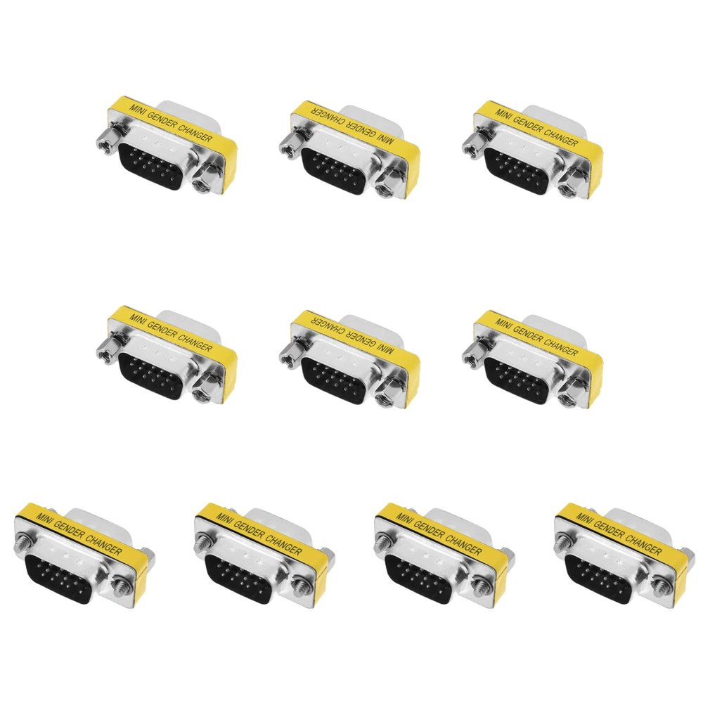 Juvielich DB15 VGA Gender Changer 15 Pin Male to Male 3-Row Mini Gender Changer Coupler Adapter Connector for Serial Applications Black Pack of 10