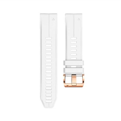 for Garmin Fenix 7S 6S 5S Watchbands 20mm Bracelet for Fenix 6s Pro 5s Plus Rose Gold Buckle Silicone Quick Replacement Wrist Straps (Color : White, Size : for Fenix 7S)
