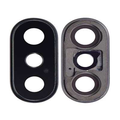 Replacement Back Camera Lens with Bracket & Bezel Compatible for iPhone Xs/XS Max (Space Gray) (Real Sapphire l Premium) (10 Pack)