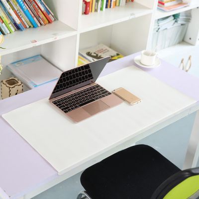 Extended PU Leather Desk Pad Large Desk Mat with Edge Protector Non-Slip Writing Desk Mat Office Laptop Mat Large Mouse Pad Waterproof Desk Table Protector,90x50cm,White