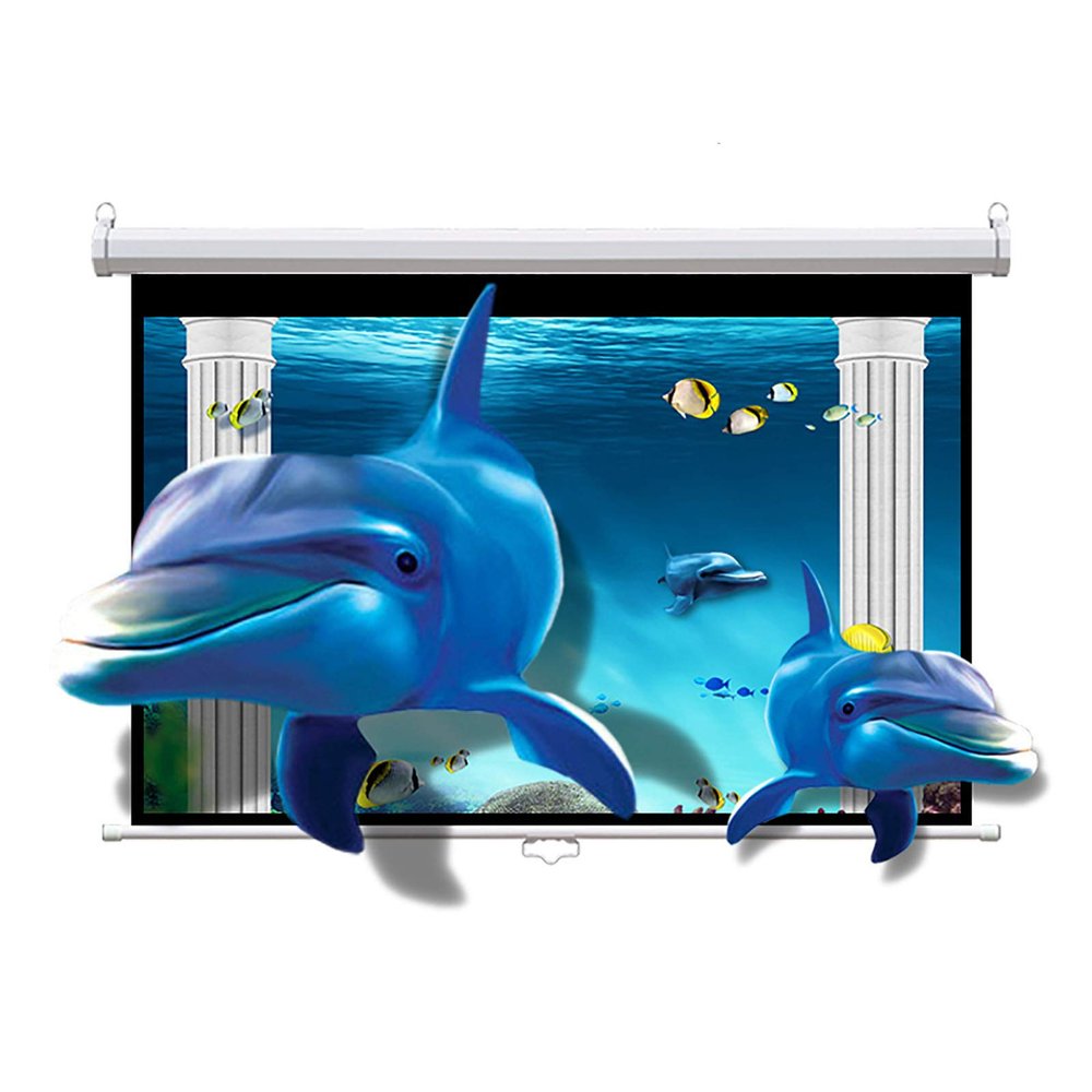 ZEELYDE Projector Screen,4:3/16:9 Pull Down Projection Manual Projector Screen with Auto Lock, Wall Or Ceiling Mountable