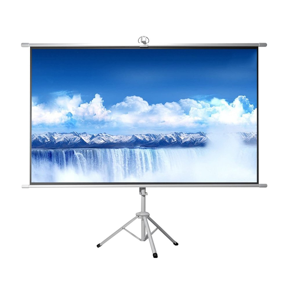 ZEELYDE Projector Screen,Portable with Height Adjustable Stand 4:3/16:9 HD Manual Floor-Standing Projection Screen, for Indoor Movies, Conferences