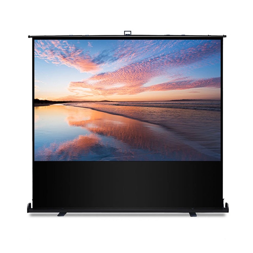 ZEELYDE Projector Screen,4:3/16:9/16:10 HD Mobile Portable Floor-Standing Projection Screen, Adjustable Screen Height, for Home Theater, Indoor, Presentation, Conference